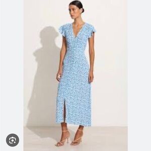 Faithfull the Brand Elegant Blue Floral midi Dress